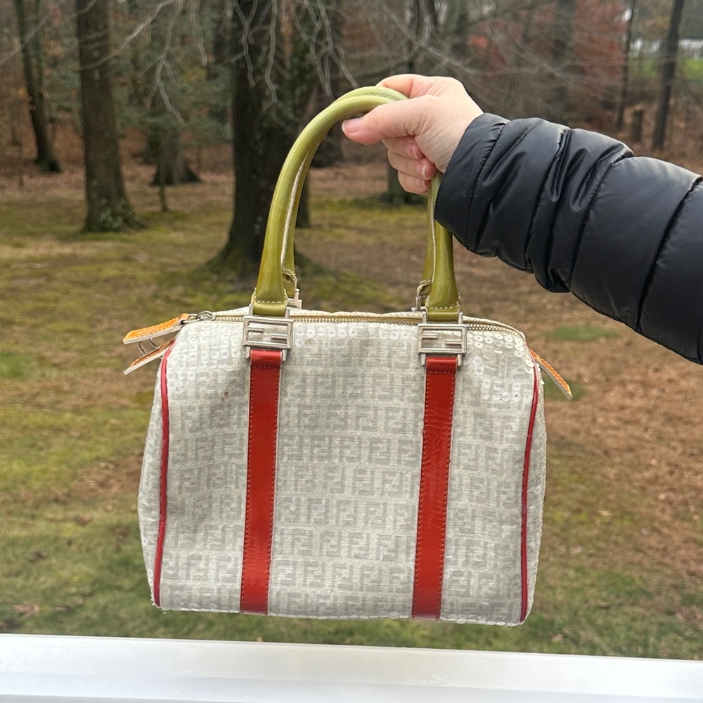Fendi Sequin-Embellished Zucchino Boston Bag - Picture 2 of 16